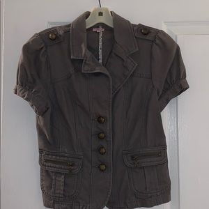 Short Sleeve Denim Material Blazer